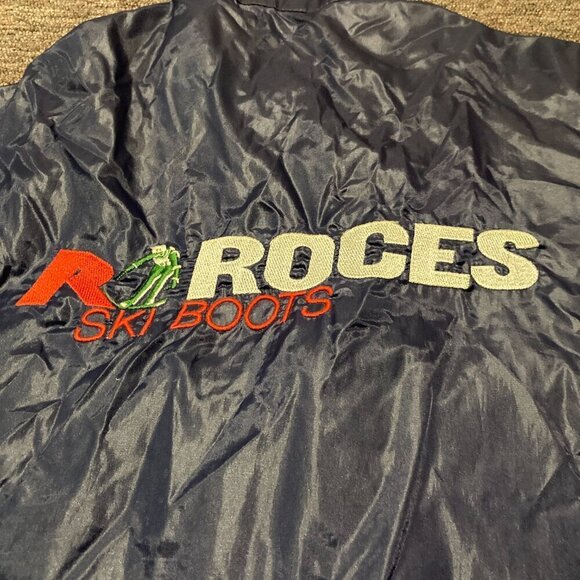 RARE Vintage Roces Ski Boots Jacket Size 52 Large Embroidered Windbreaker Blue - Picture 3 of 9